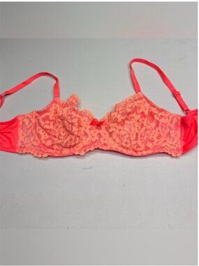 Victoria's Secret Very Sexy Coral Floral Lace Unlined Demi Bra 36D *P1043